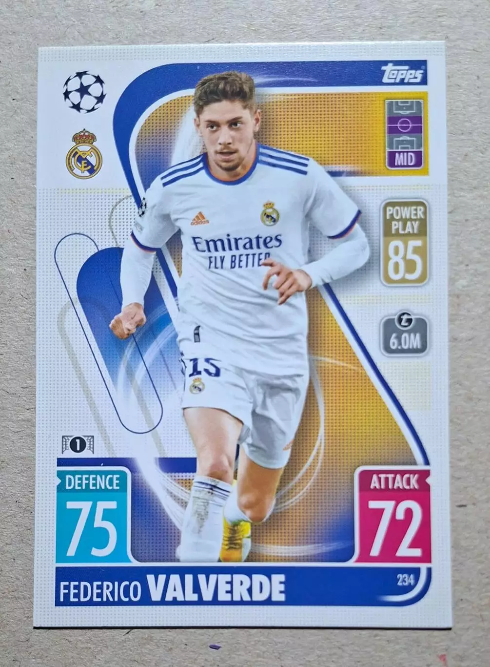 Картка Topps Valverde / Вальверде Реал Мадрид Ліга Чемпіонів 2021/22
