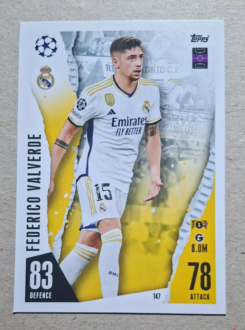 Картка Topps Valverde / Вальверде Реал Мадрид Ліга Чемпіонів 2023/24
