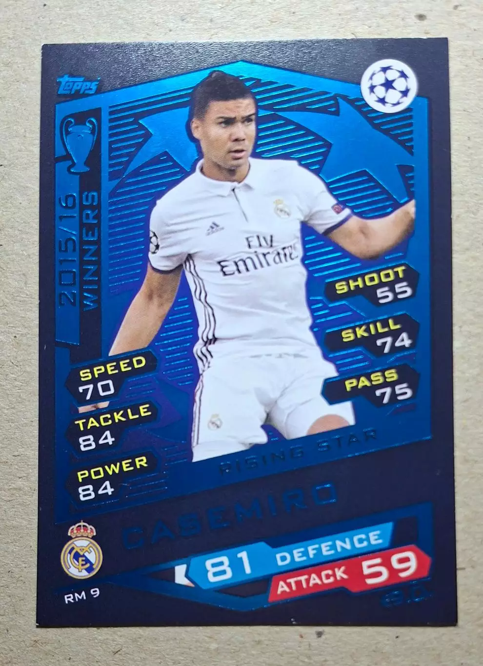 Картка Topps Casemiro / Каземіро Реал Мадрид Ліга Чемпіонів 2016/17