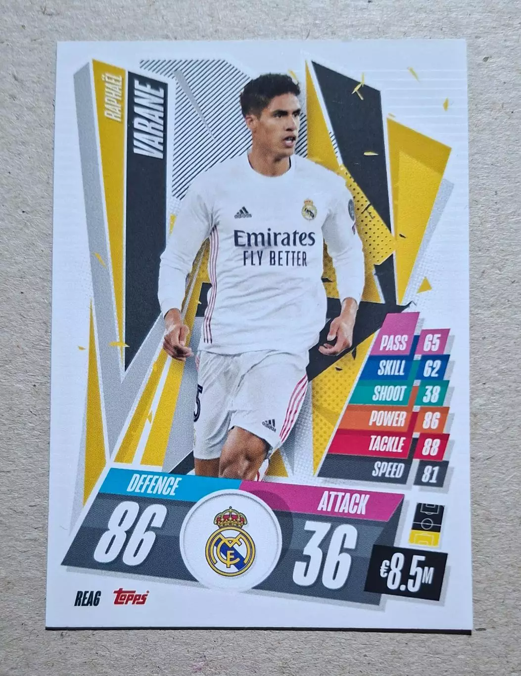 Картка Topps Varane / Варан Реал Мадрид Ліга Чемпіонів 2020/21