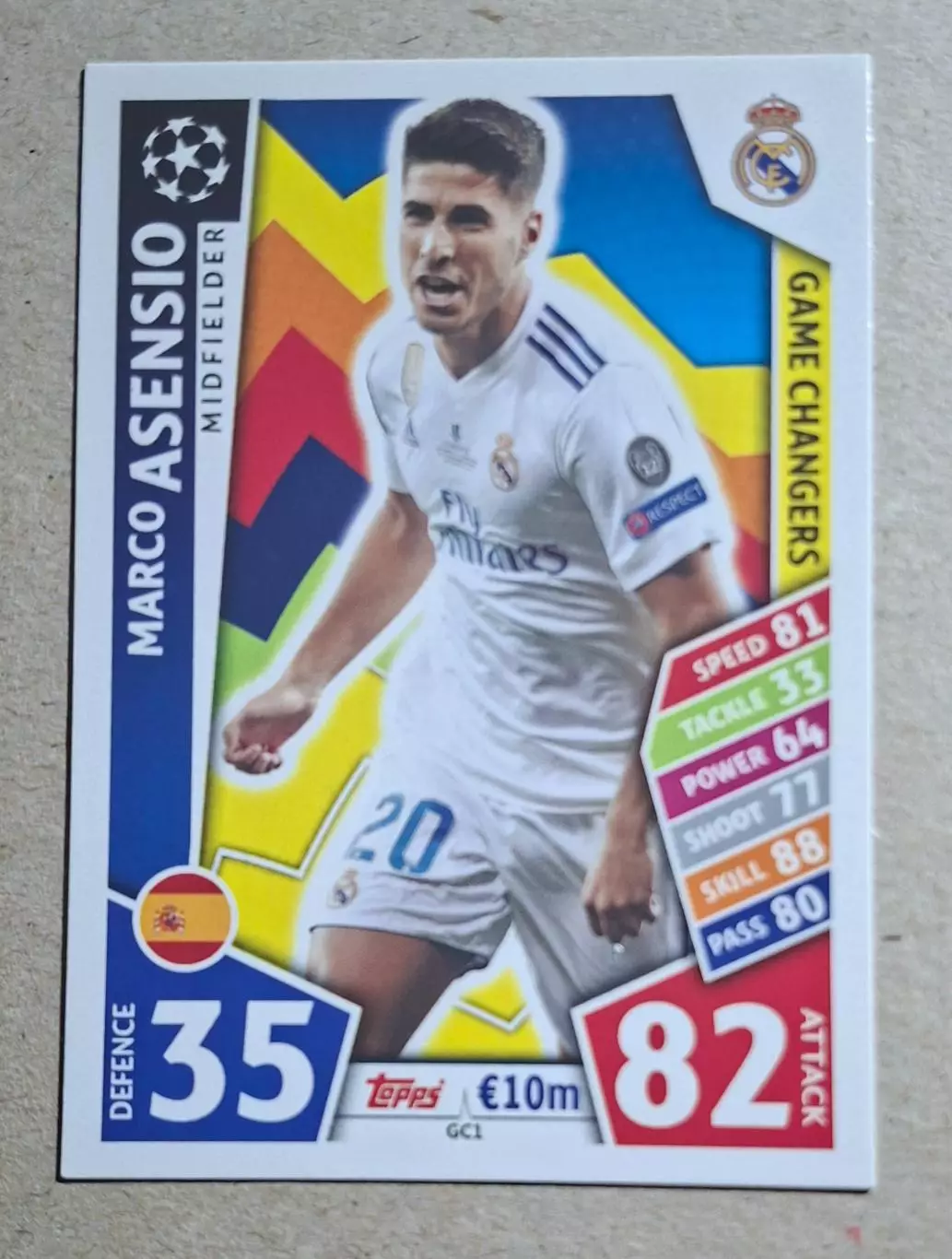 Картка Topps Asensio / Асенсіо Реал Мадрид Ліга Чемпіонів 2017/18
