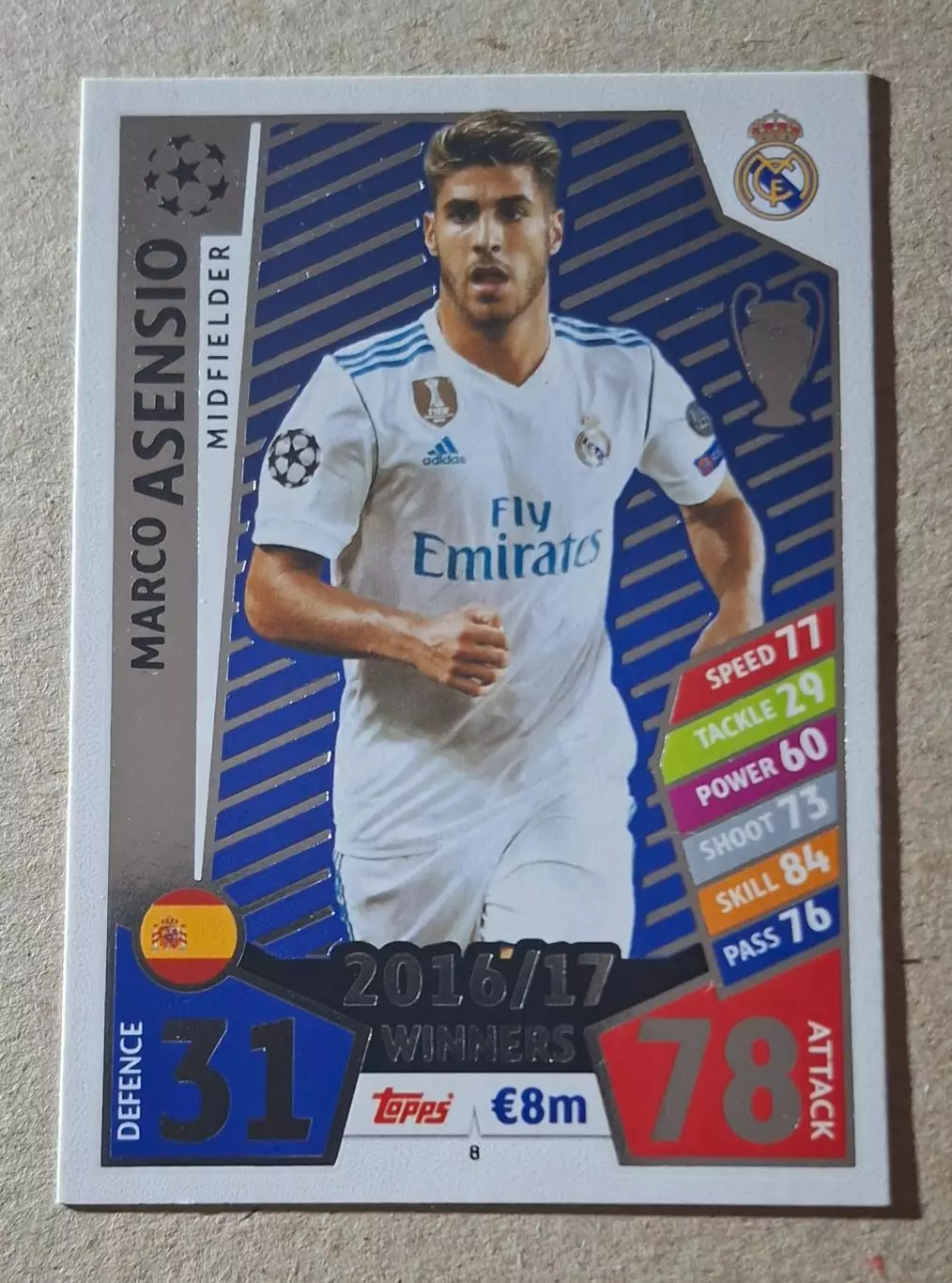 Картка Topps Asensio / Асенсіо Реал Мадрид Ліга Чемпіонів 2017/18 (2)