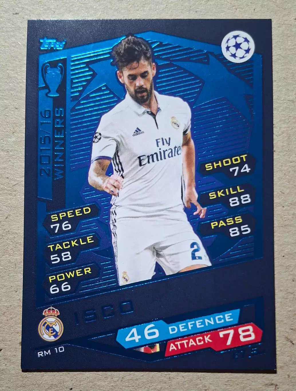 Картка Topps Isco/ Іско Реал Мадрид Ліга Чемпіонів 2016/17