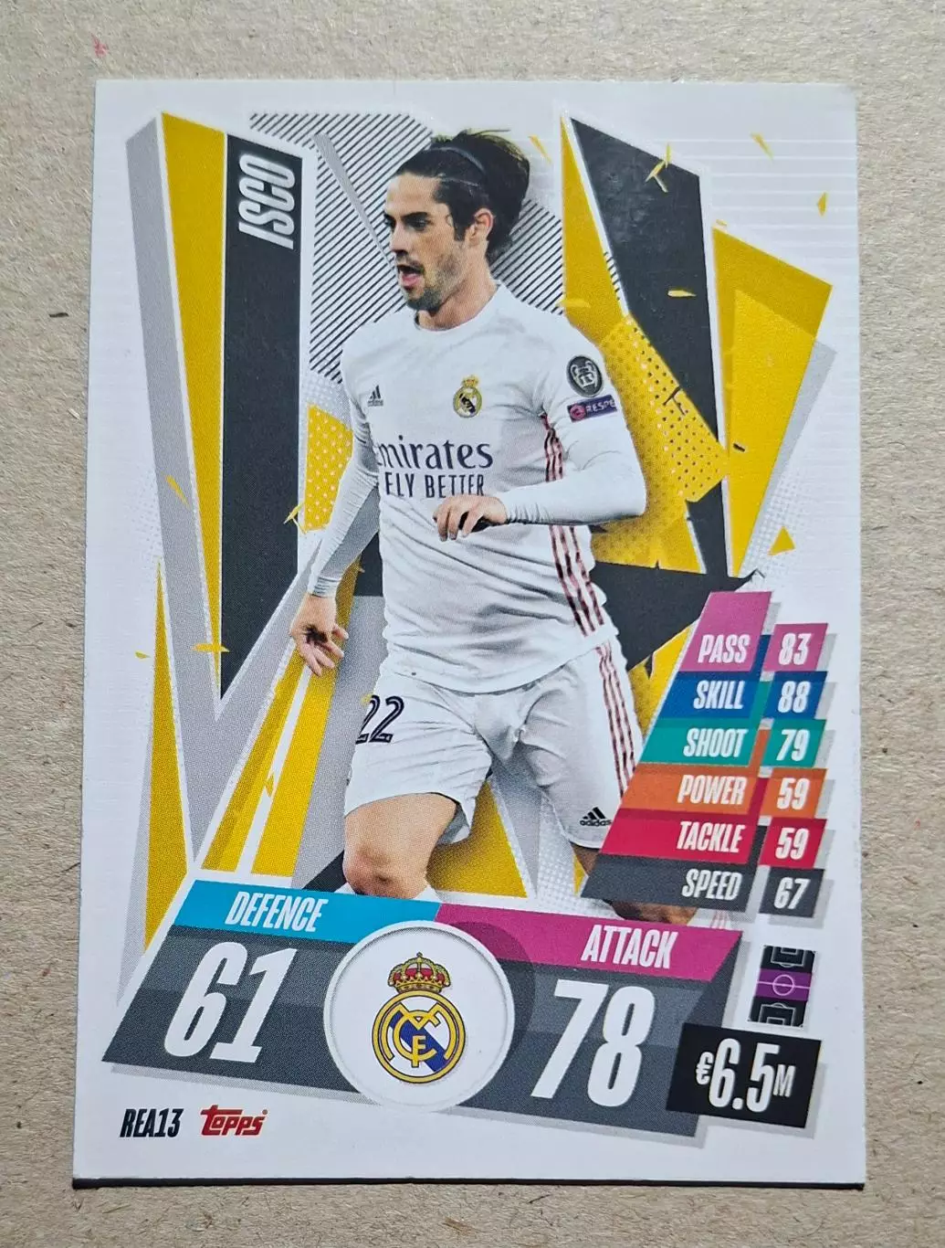 Картка Topps Isco/ Іско Реал Мадрид Ліга Чемпіонів 2020/21