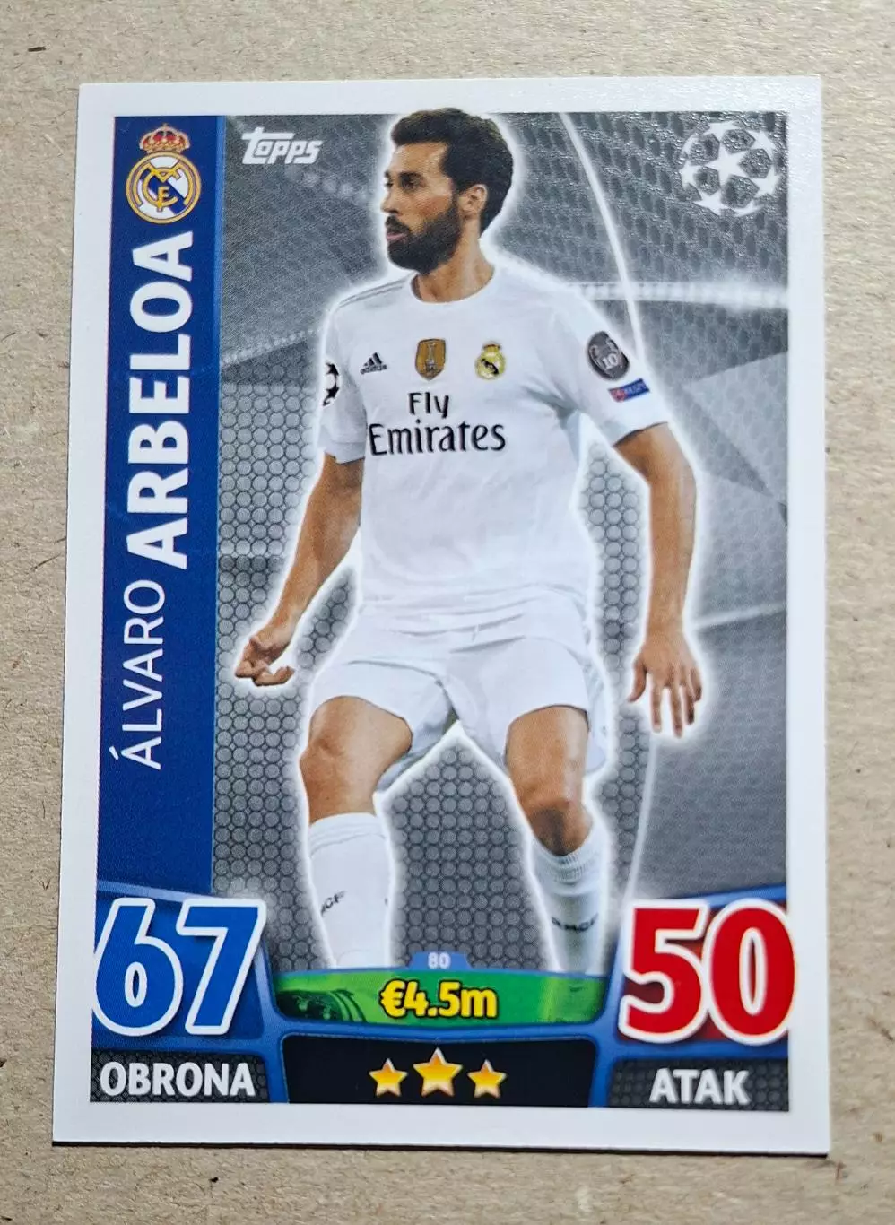 Картка Topps Arbeloa / Арбелоа Реал Мадрид Ліга Чемпіонів 2015/16