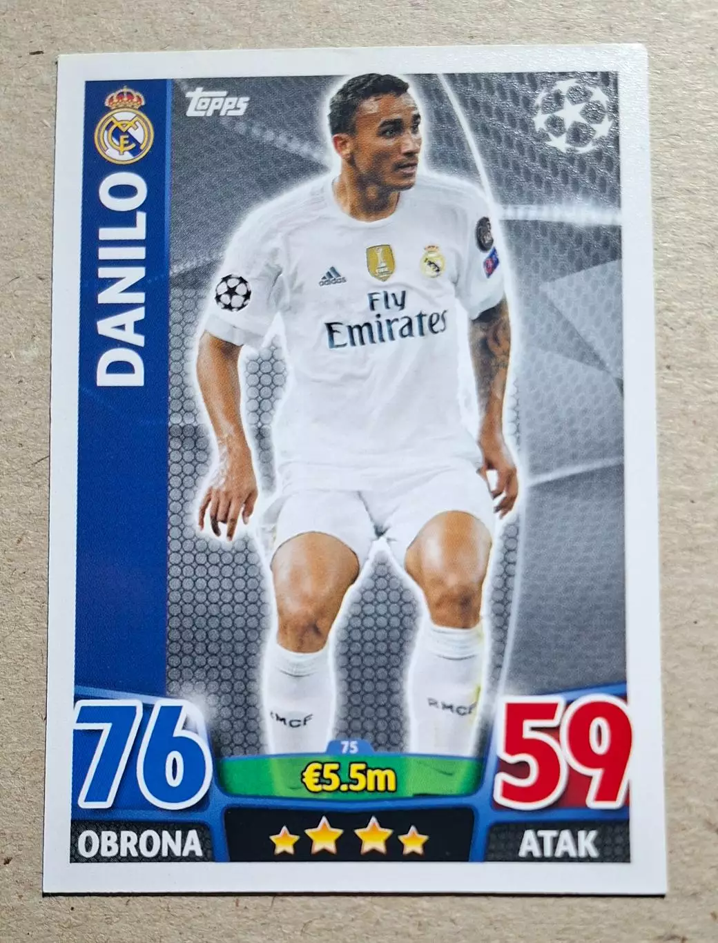 Картка Topps Danilo / Даніло Реал Мадрид Ліга Чемпіонів 2015/16
