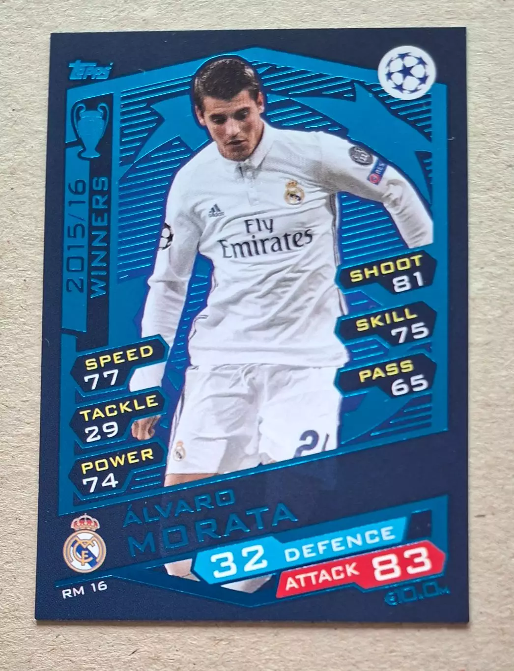 Картка Topps Morata / Мората Реал Мадрид Ліга Чемпіонів 2016/17