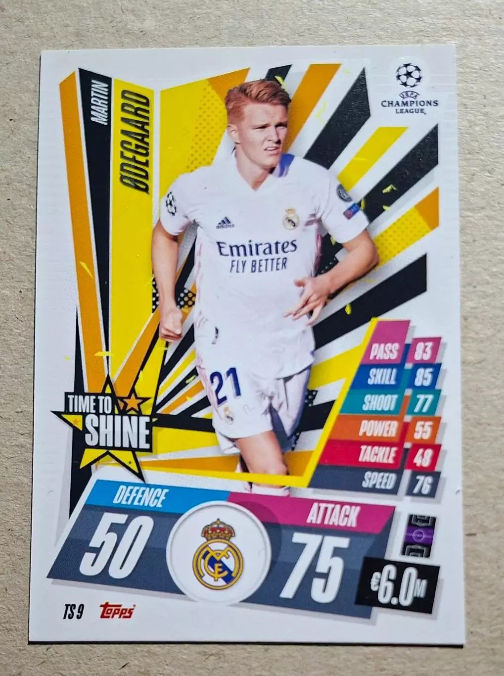 Картка Topps Odegaard/ Едегор Реал Мадрид Ліга Чемпіонів 2020/21