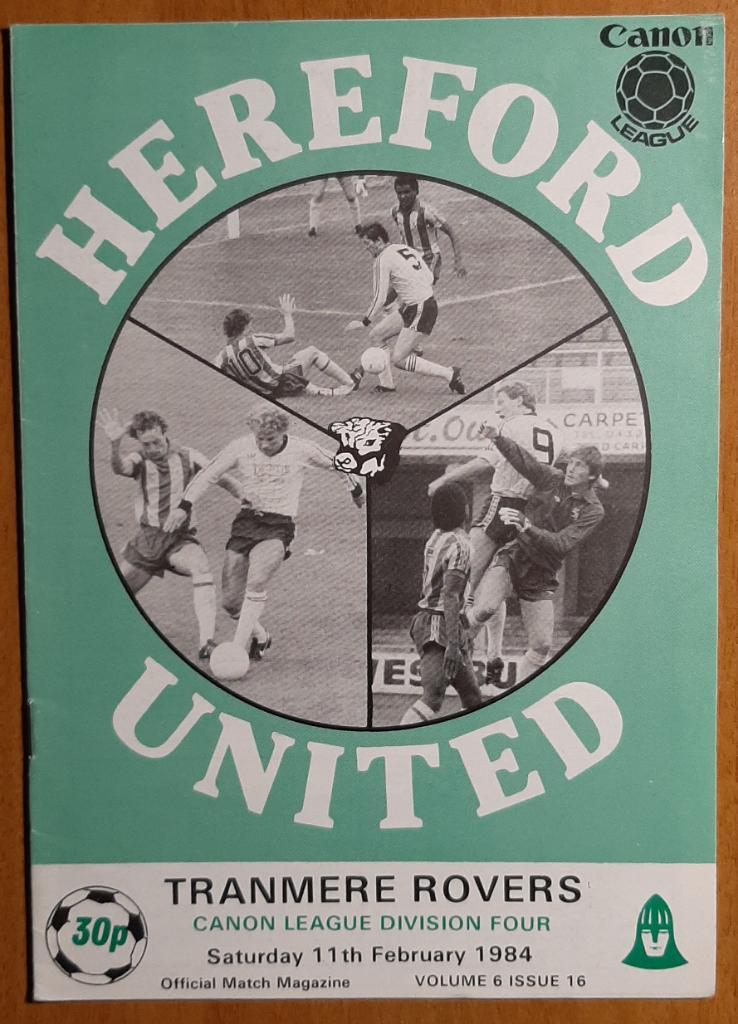 Hereford United - Tranmere Rovers 11.02.1984 Division Four