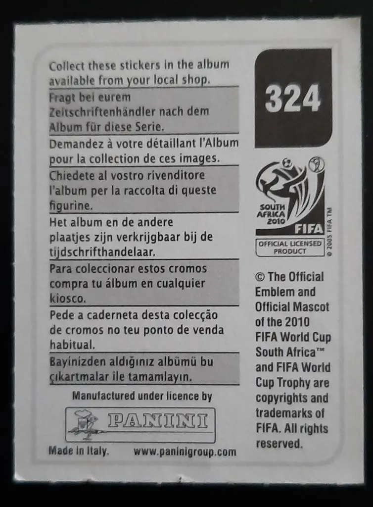 Наклейка Panini Чемпионат мира 2010 #324 Stephen Appiah. 1