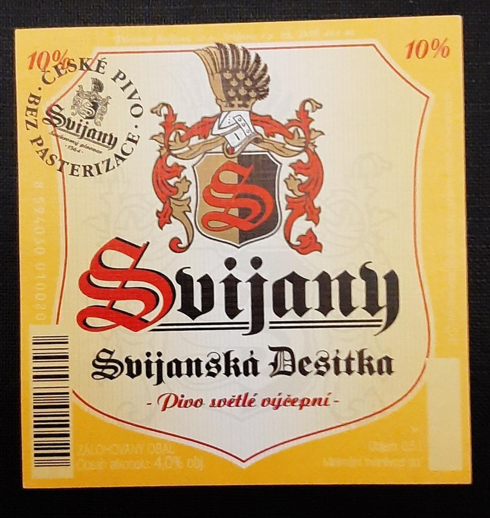 Этикетка пивная Svijany ( Свияны, Чехия)