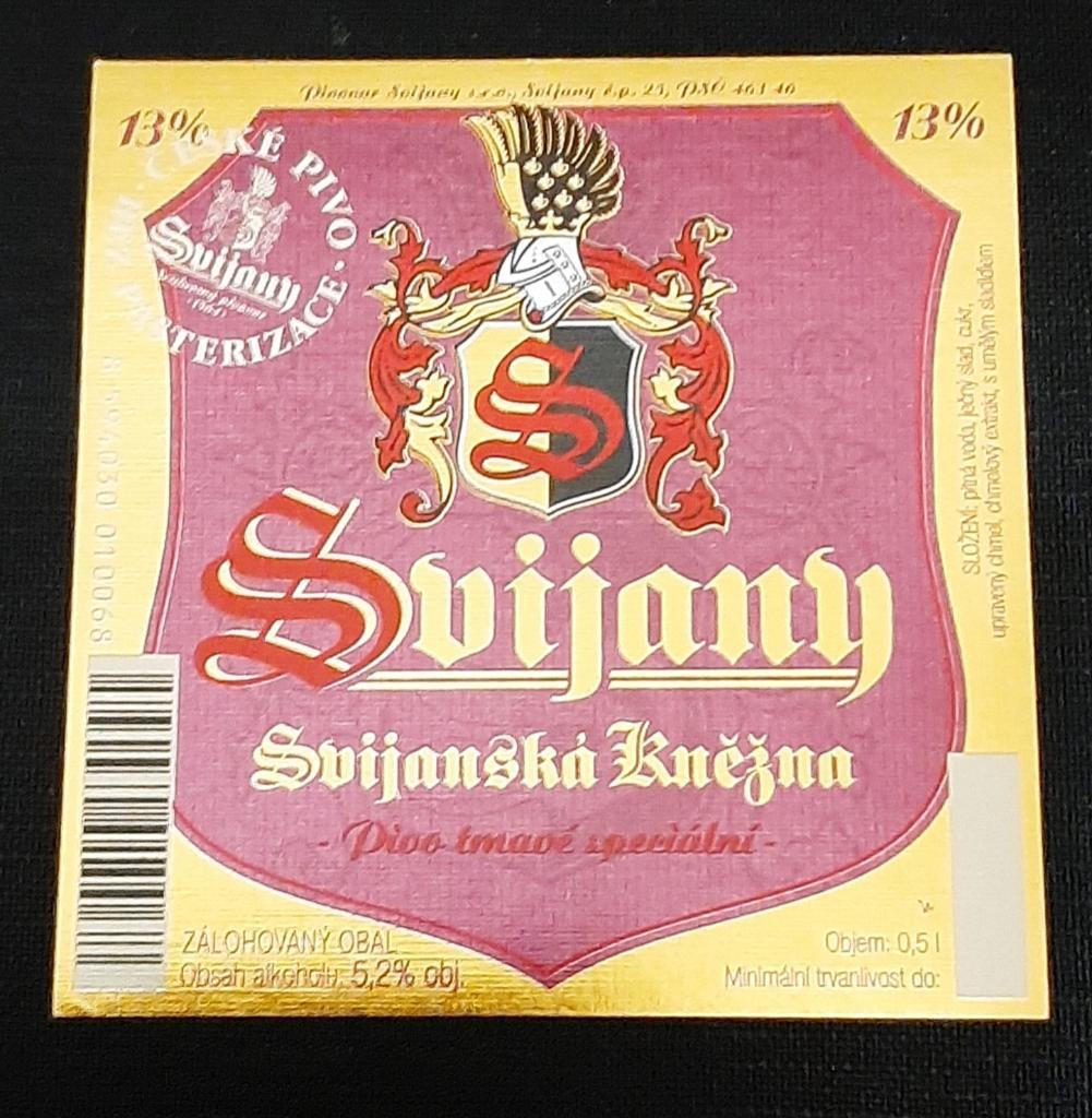 Этикетка пивная Svijany (Свияны ,Чехия)