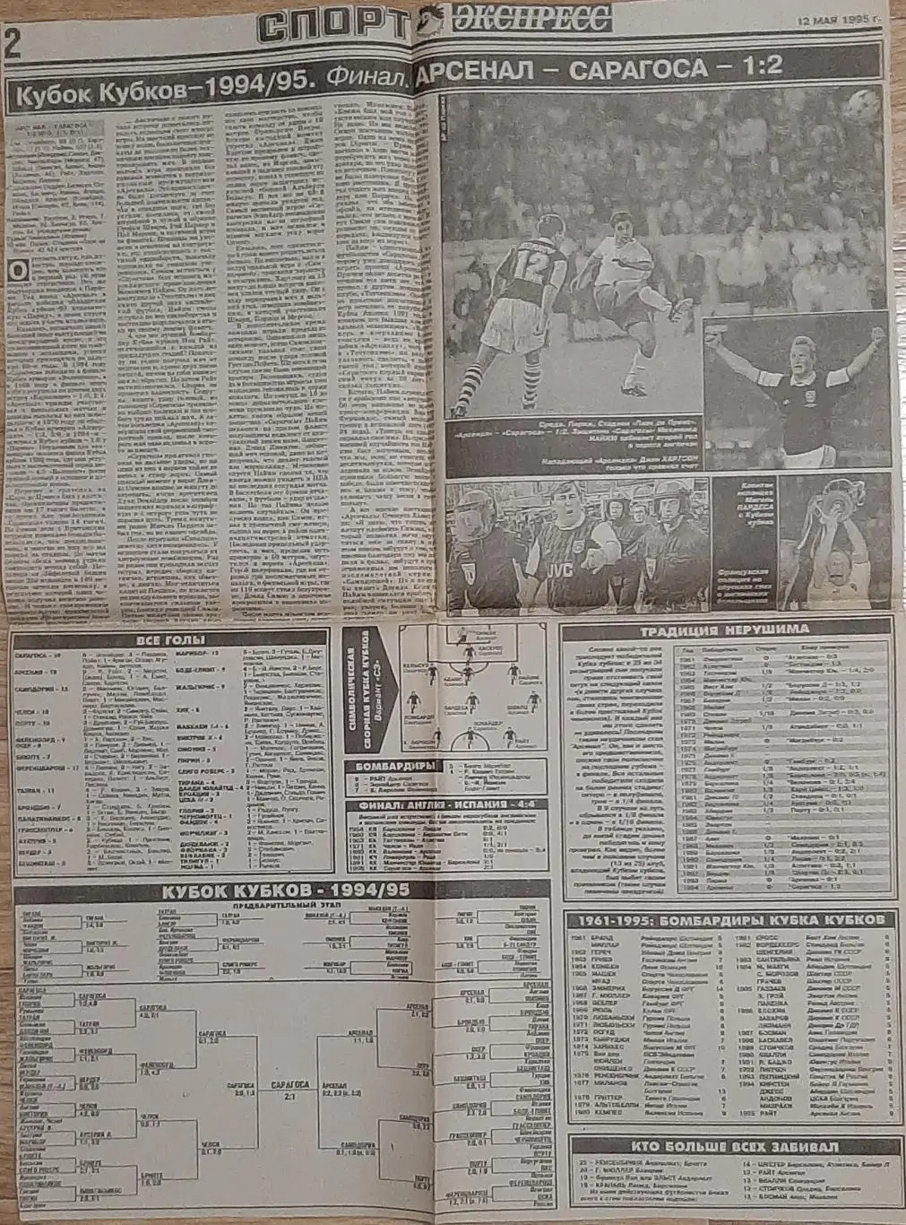 Вирізка з газети спорт-експрес #81 (12 травня 1995) 2