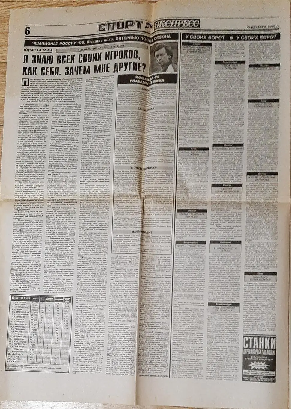 Спорт експрес # 233 (19 грудня 1995) З 16 сторінок тільки 8 4