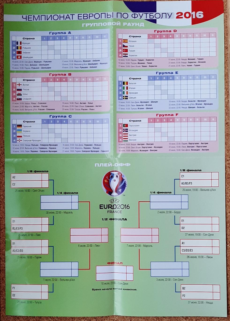 Календар Евро 2016