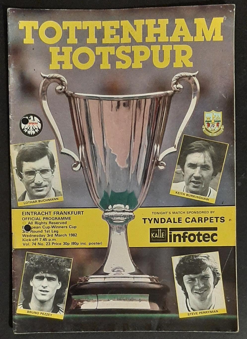 Tottenham - Eintracht Frankfurt 1/4 Кубка кубків (3.03.1982)