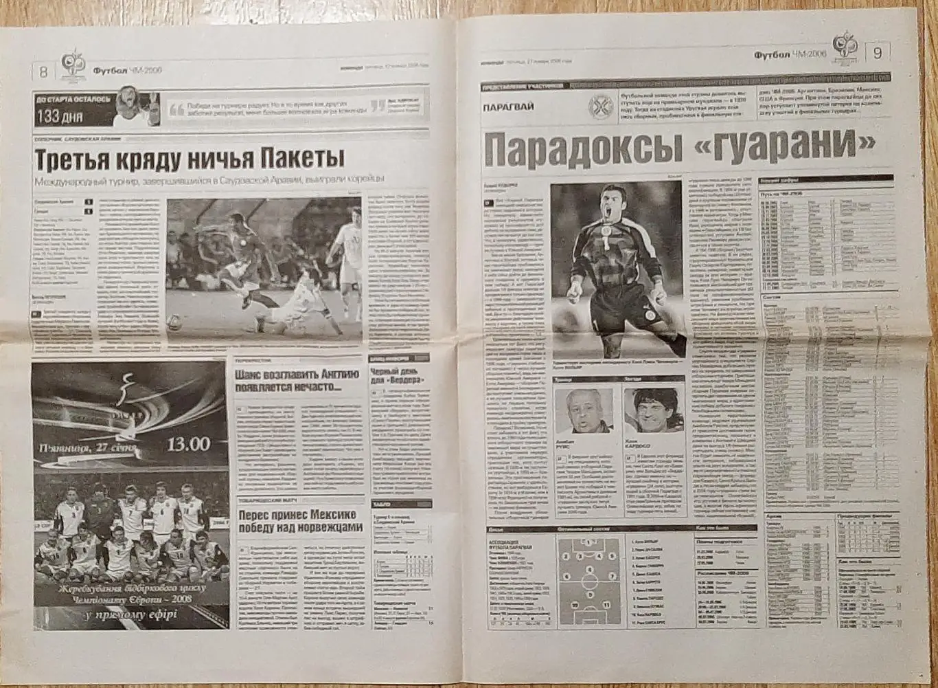 Команда (27.01.2006) З 7 по 10 стр.Парагвай до ЧС-2006;Чемпіонат світу 1938 1