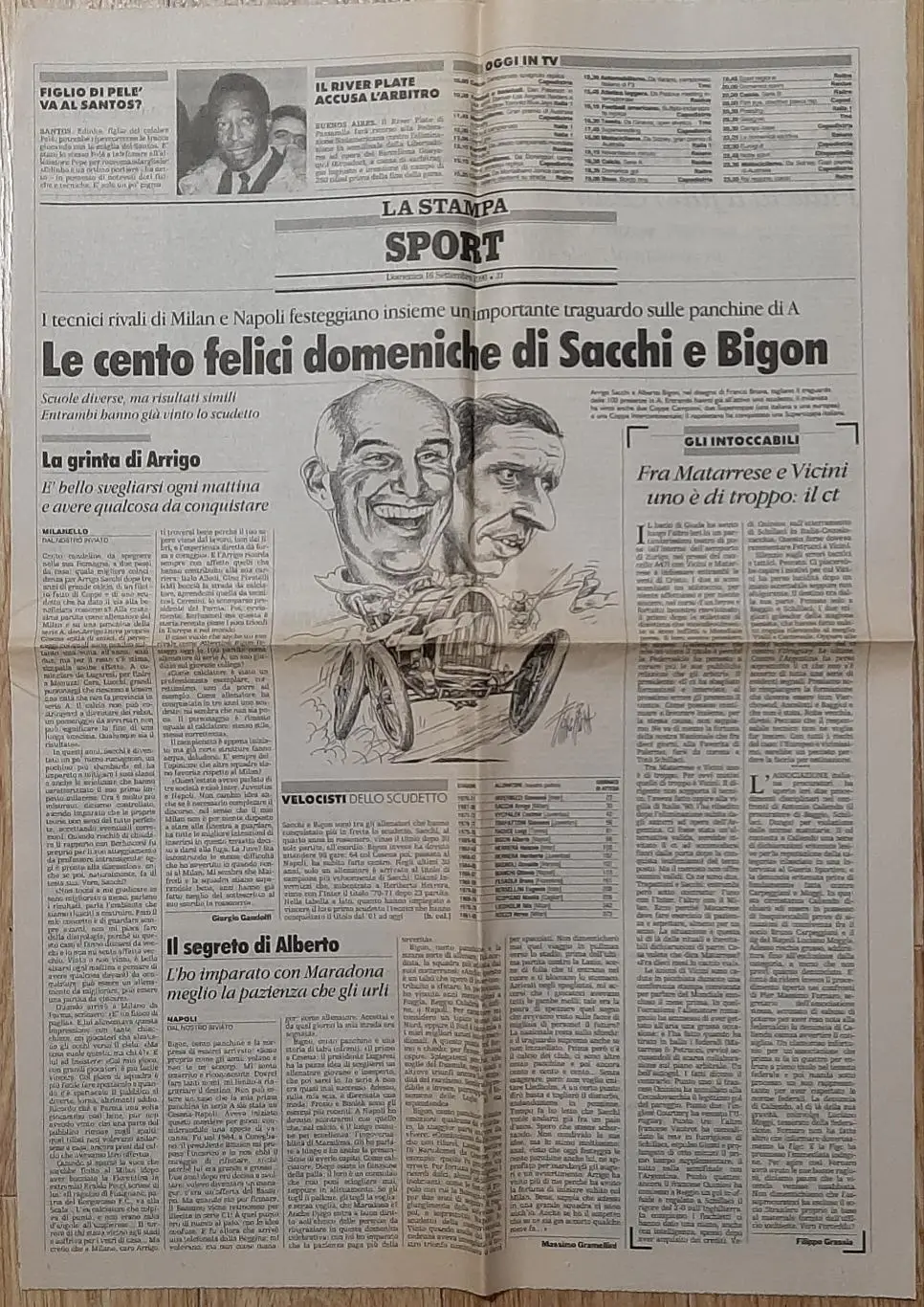 гвзета La Stampa 10.09.1990 вирізка спорт стаття про О. Михайличенко