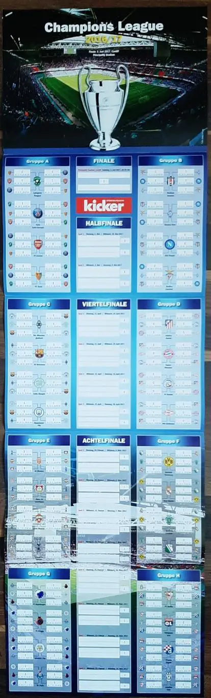 Kicker/Кікер 2016/17 Ліга Чемпіонів Постери всіх команд Динамо Київ + постер 6