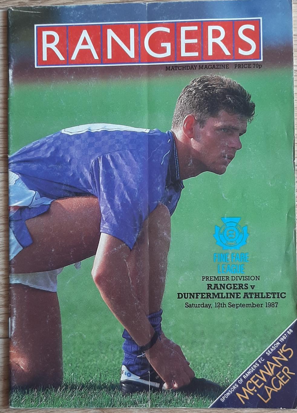 Rangers - Dunfermline Athletic 12.09.1987 Premier division