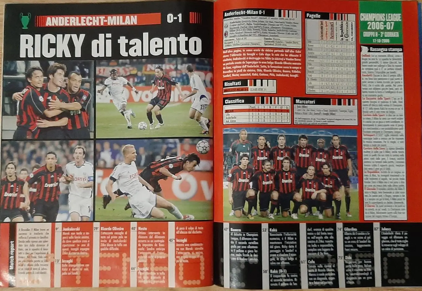 Клубний журнал Forza Milan/Мілан Італія #11 2006 Постер Рікарду Олівейра 5