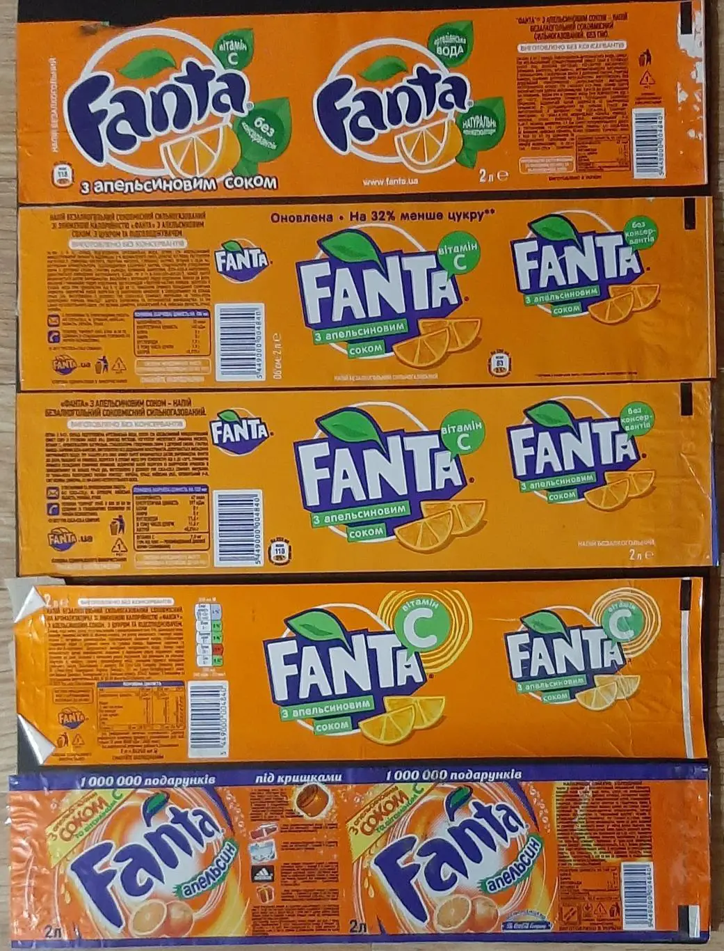 Етикетки Fanta 5 шт. Об'єм - 2л.