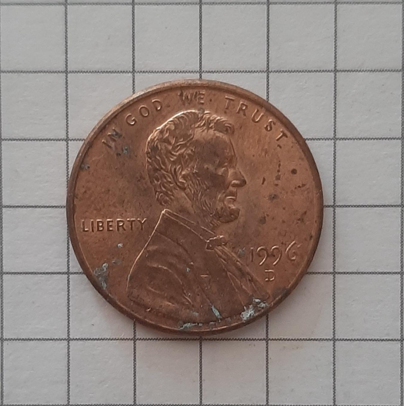 1 цент США 1996 D