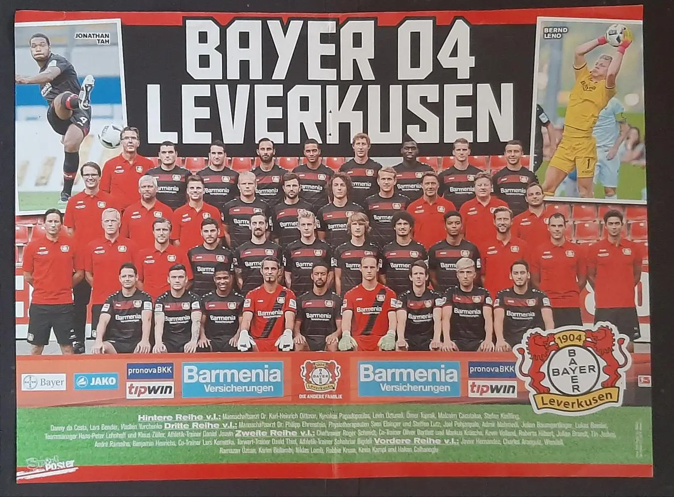 Постер двосторонній Байер Л./ Кельн з журналу Bravo Sport 2016