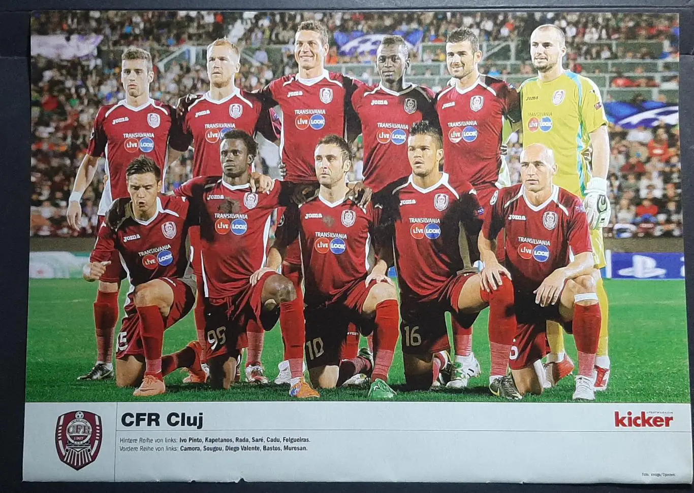 Постер ЧФР Клуж Румунія з журналу Kicker 2012