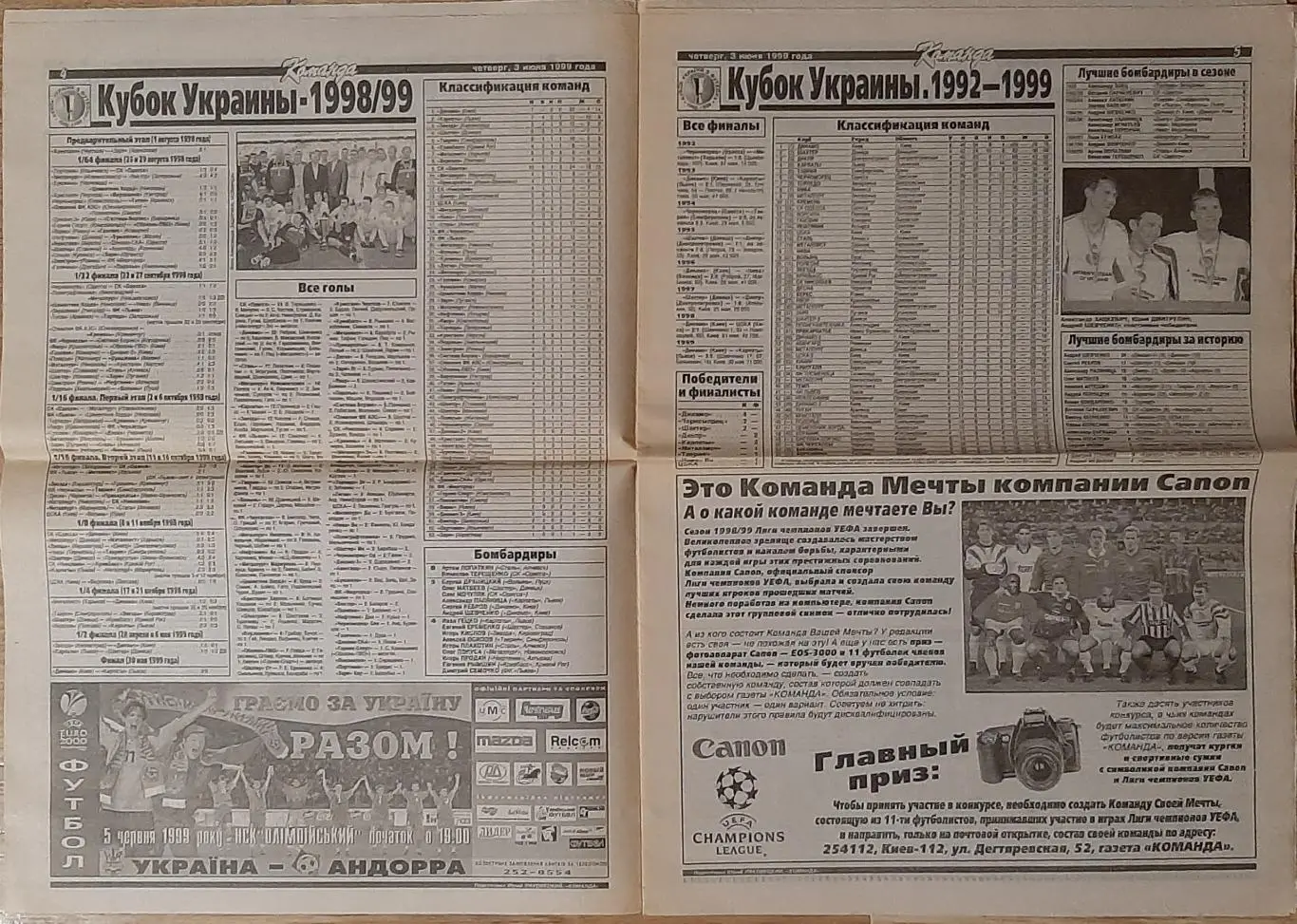 Команда #97 (03.06.1999) Кубок України - статистика. 2