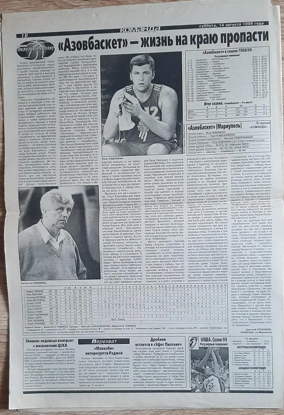 Команда #148 (14.08.1999) Кривбас - Шамкір; експертиза матчу Ольборг - Динамо К. 5