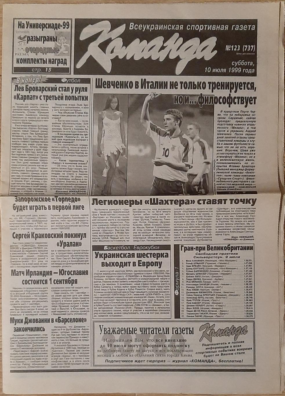 Команда #123 (10.07.1999) Статистика чемпіонату України 1998/99, А. Полунін