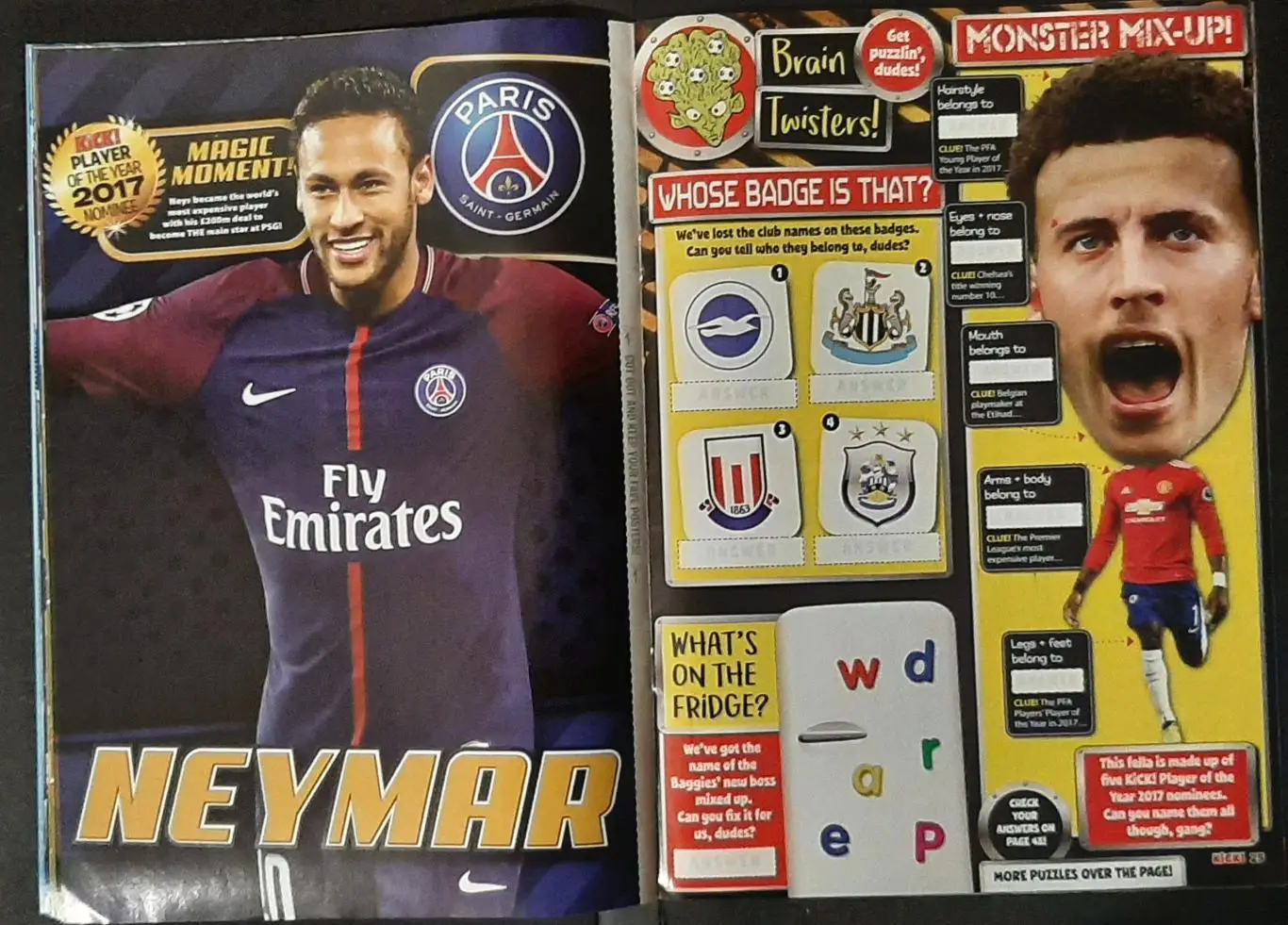 Журнал Kick Англія Постери Лукаку,Канте,Абрахам,Де Брюйне, Неймар, Санчес, Мессі 5