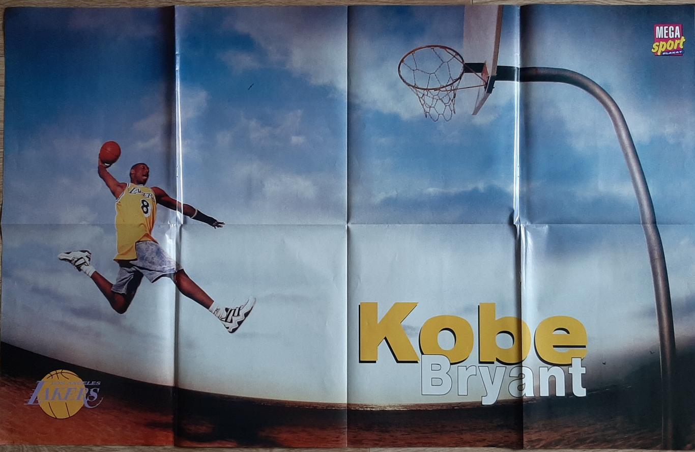 Mega Sport 1998 Постер двосторонній Кобі Брайант/ Катовіце,Франція розмір 92# 58 1