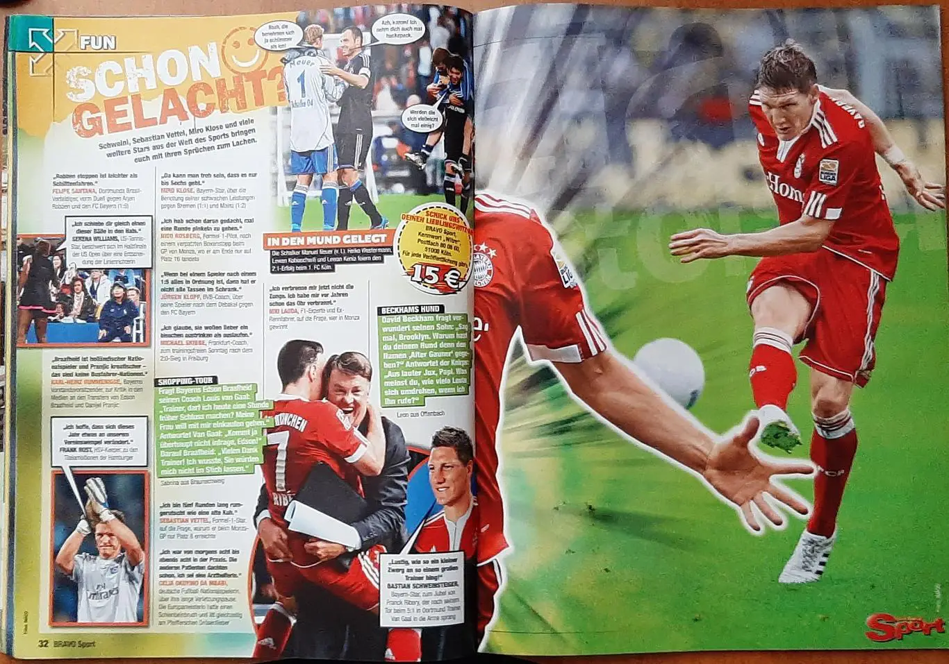 Журнал Bravo Sport 2009 Постер двосторонній Швайнштайгер / гравці Барселони 2