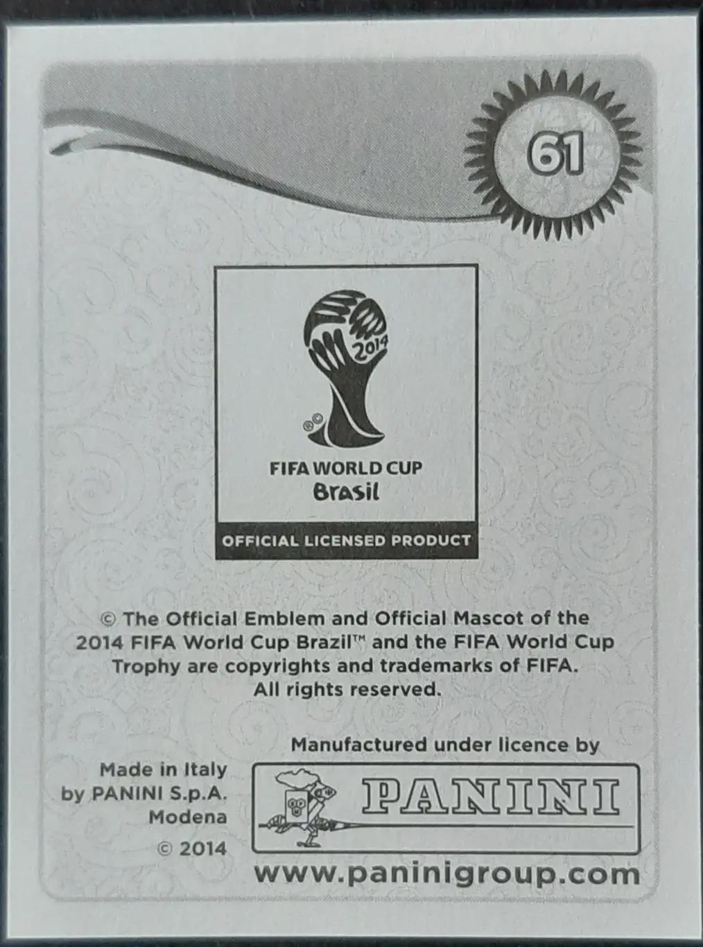 Наклейка Panini Niko Kranjcar #61 Croatia чемпіонат світу 2014 1