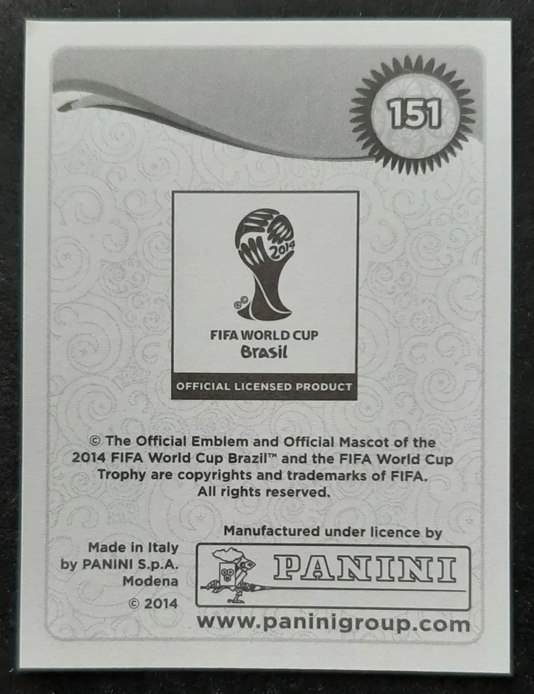 Наклейка Panini Gonzalo Jara #151 FIFA World Cup 2014 1