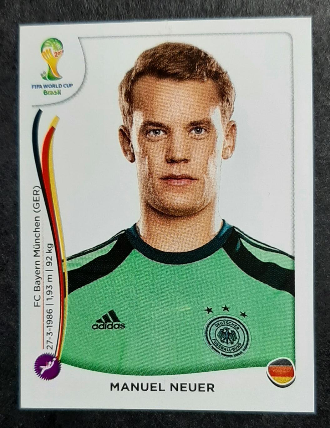 Наклейка Panini Manuel Neuer #490 FIFA World Cup 2014