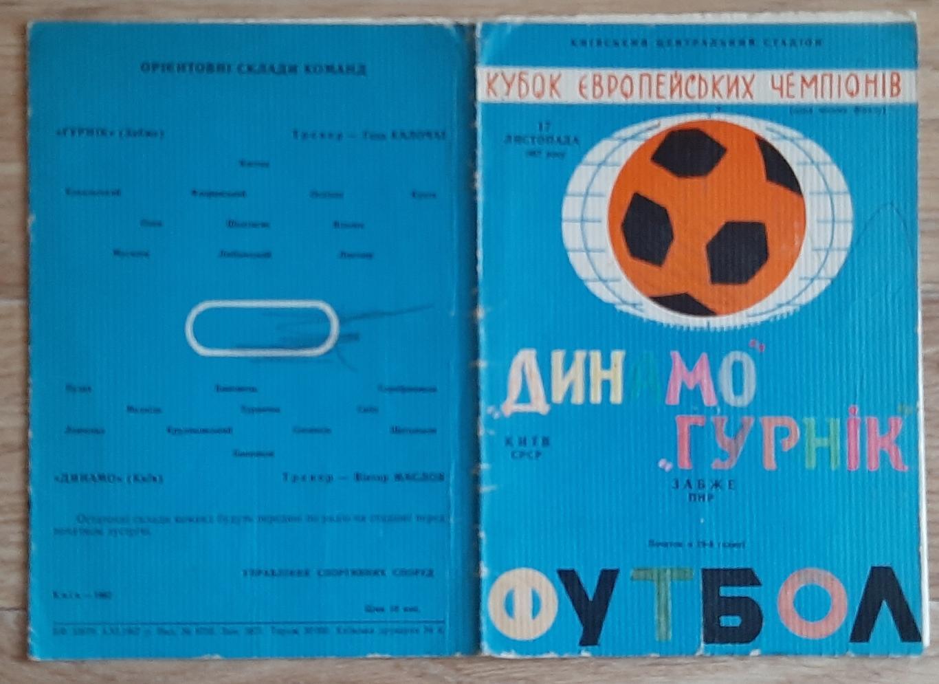 Динамо Київ Україна - Гурнік Забже Польща 1967 Кубок Чемпіонів 1