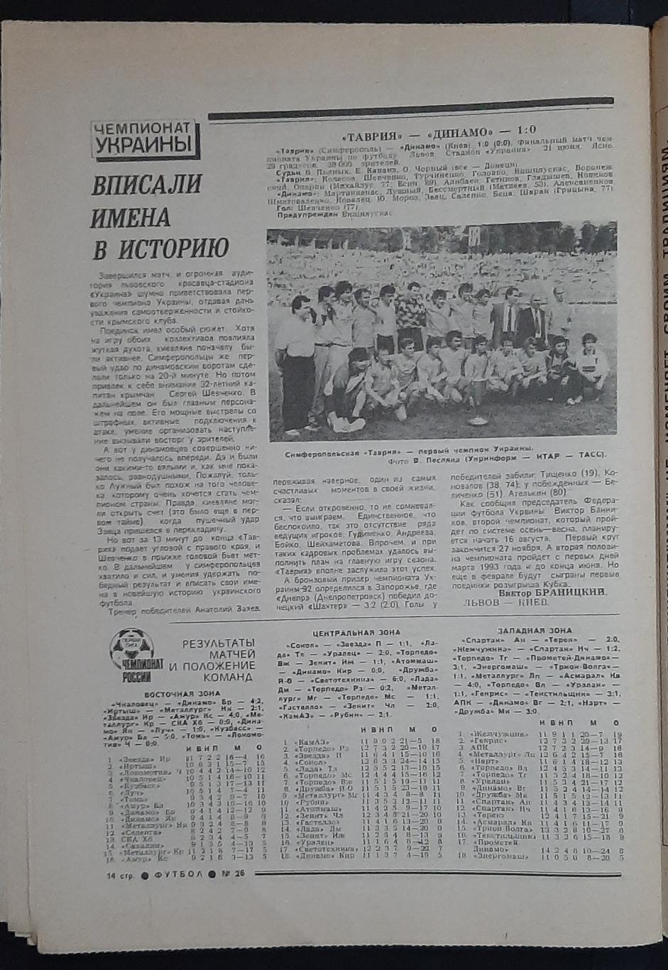 Футбол #26 (28.06.1992) ЄВРО - 1992, Таврія - перший чемпіон України. 5