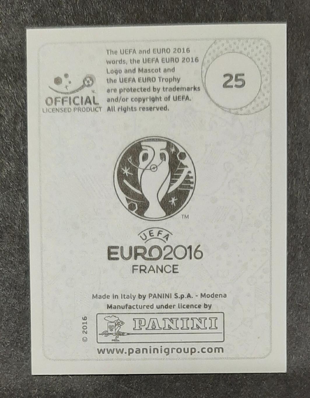 Наклейка Panini Mangala Франція #25 ЄВРО 2016 1