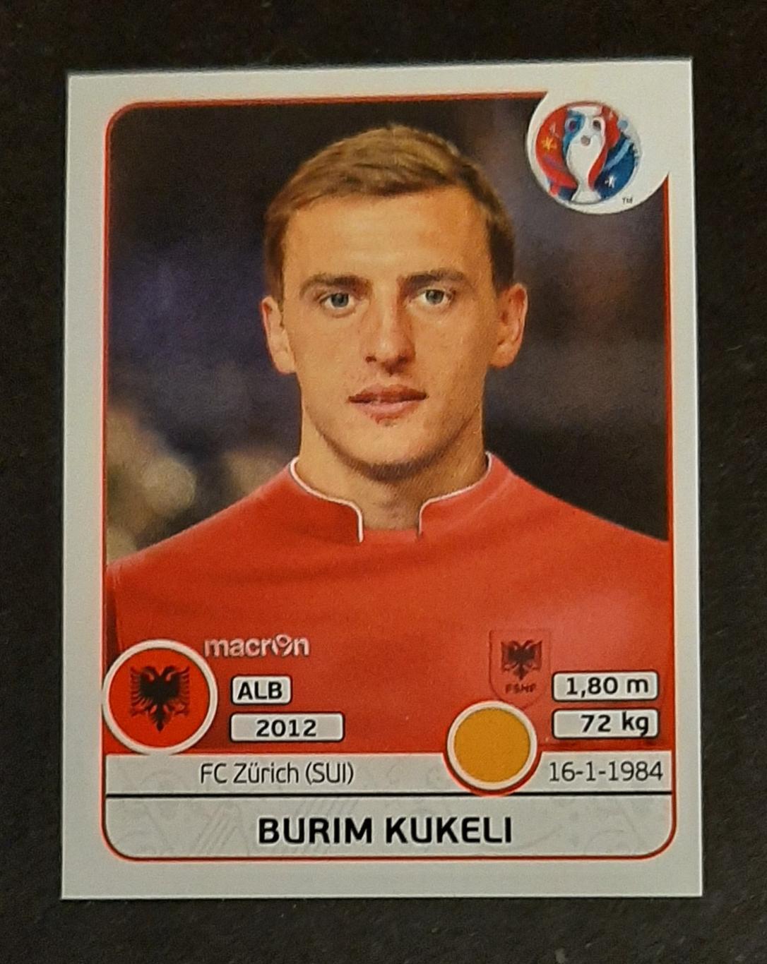 Наклейка Panini Kukeli Албанія #79 ЄВРО 2016