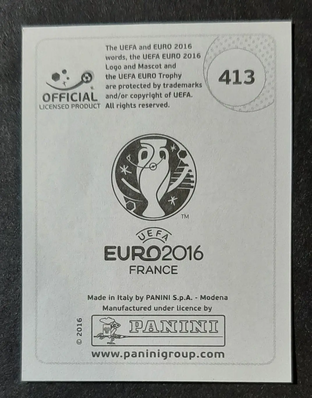 Наклейка Panini Tasdemir Туреччина #413 ЄВРО 2016 1