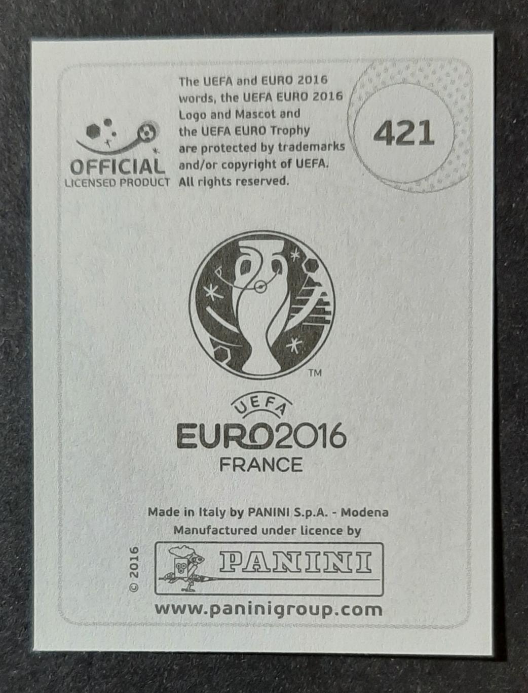 Наклейка Panini Ozyakup Туреччина #421 ЄВРО 2016 1