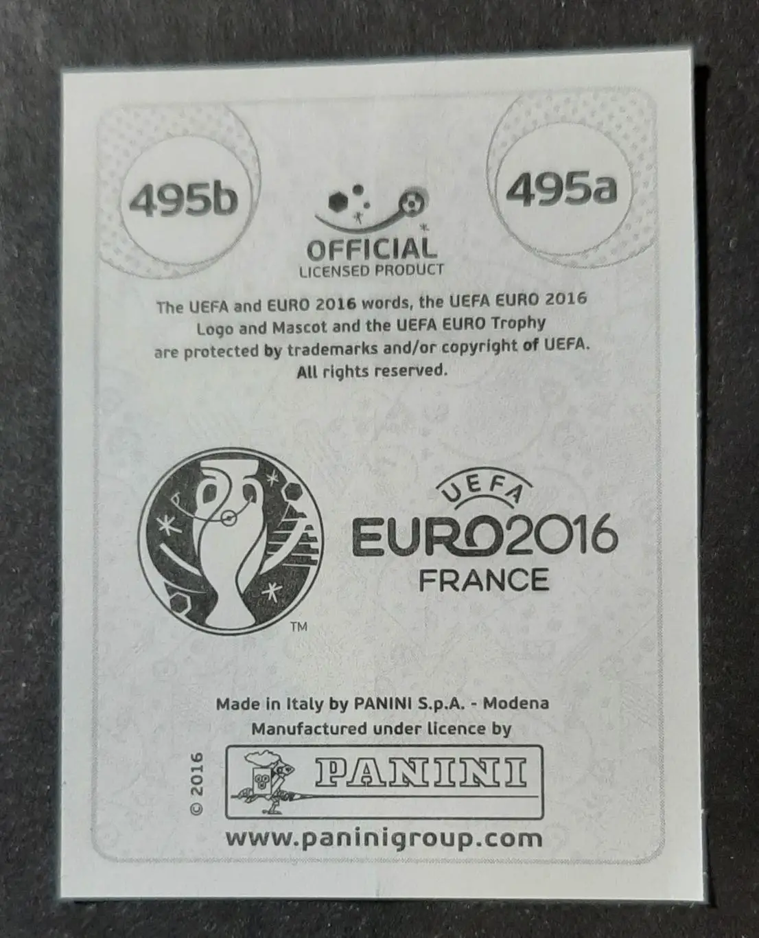 Наклейка Panini Marchisio,Candreva Італія #495 a,b ЄВРО 2016 1