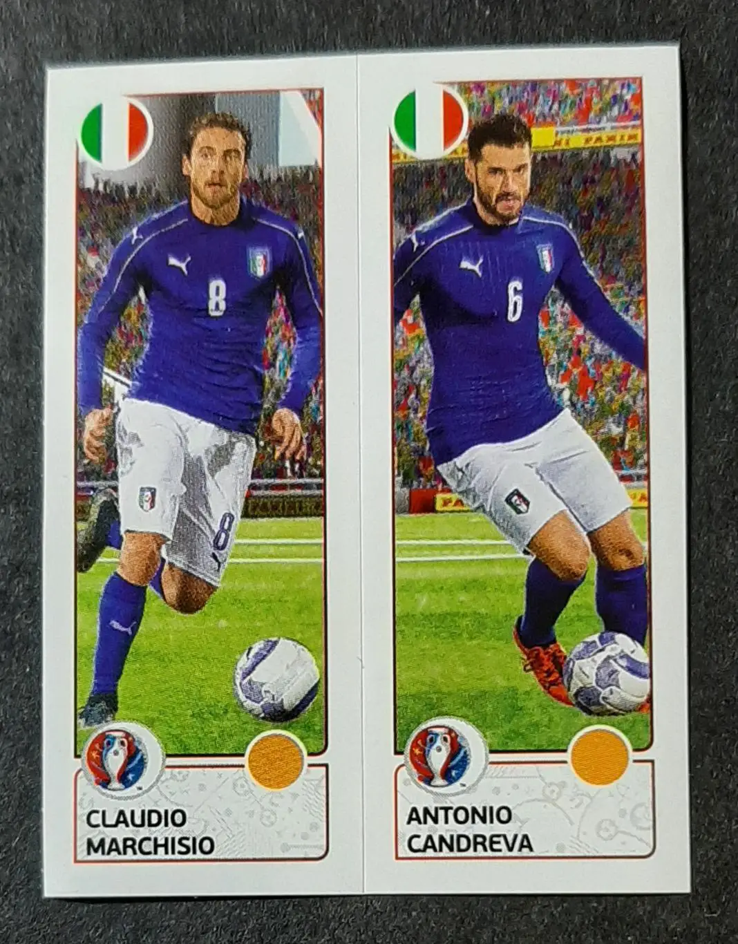 Наклейка Panini Marchisio,Candreva Італія #495 a,b ЄВРО 2016
