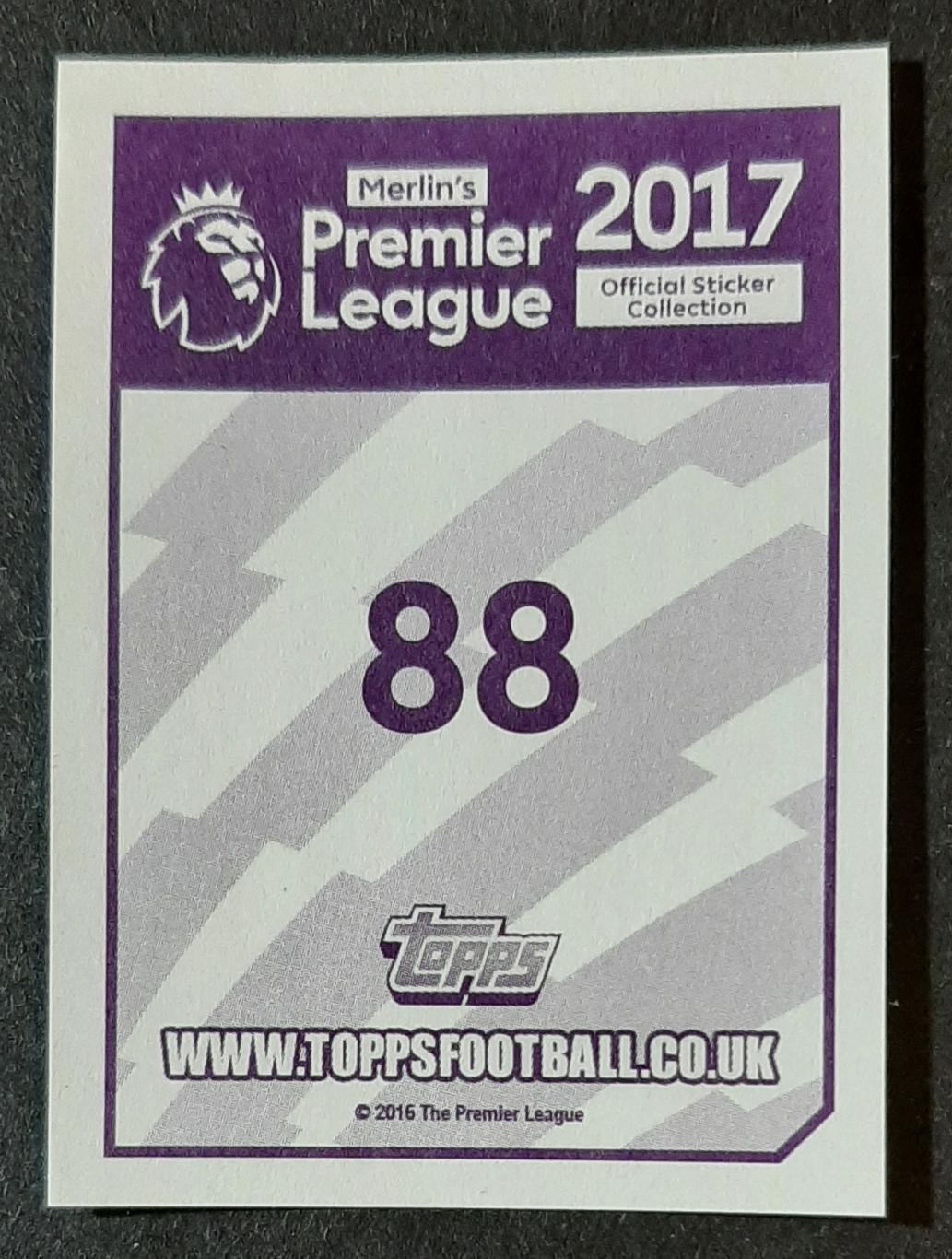 Наклейка Topps Lukaku #88 Premier League 2017 1