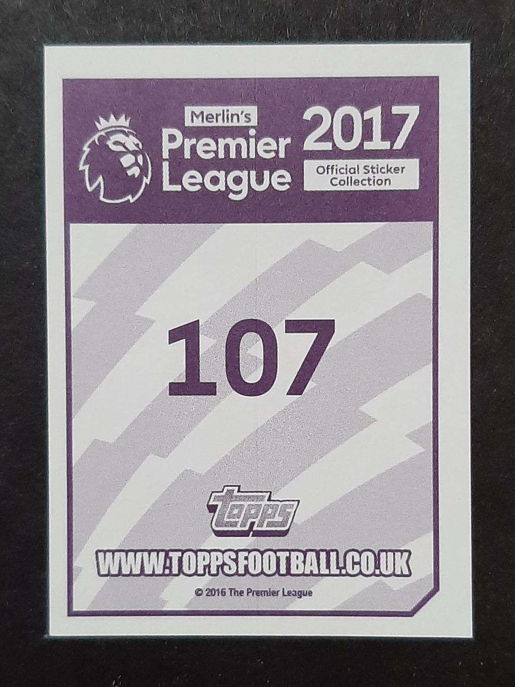 Наклейка Topps Davies #107 Premier League 2017 1