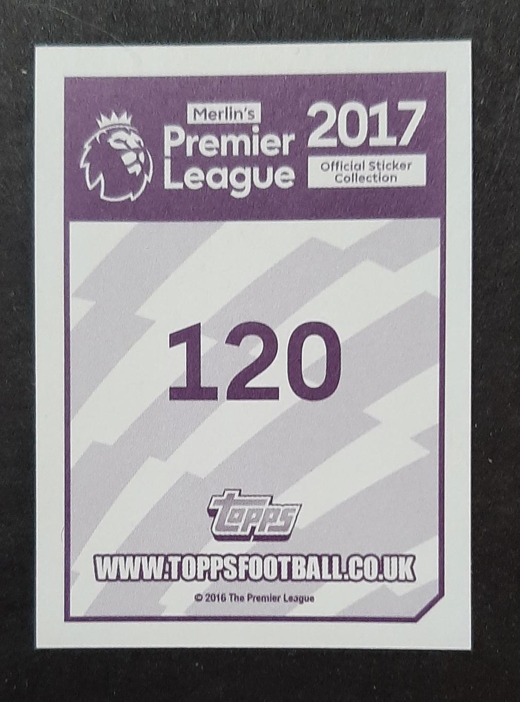 Наклейка Toops Vardy #120 Premier League 2017 1