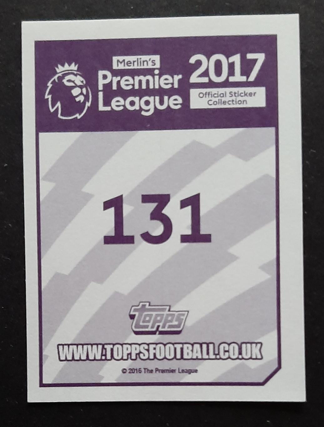 Наклейка Topps Okazaki #131 Premier League 2017 1